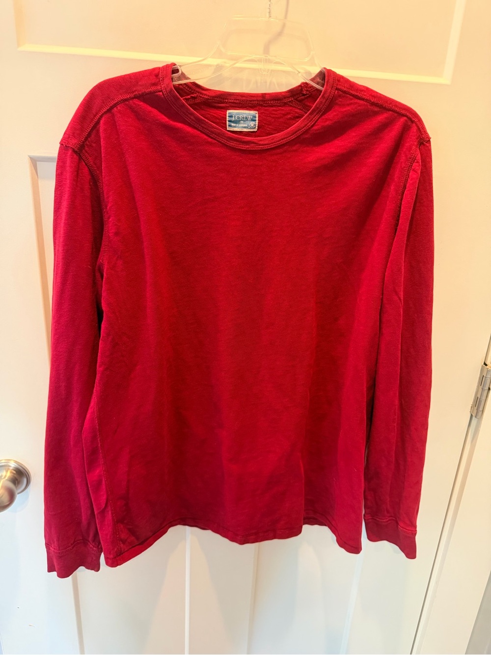 J.Crew Red 100% Cotton Long Sleeve Crewneck T Shirt Classic Tee medium